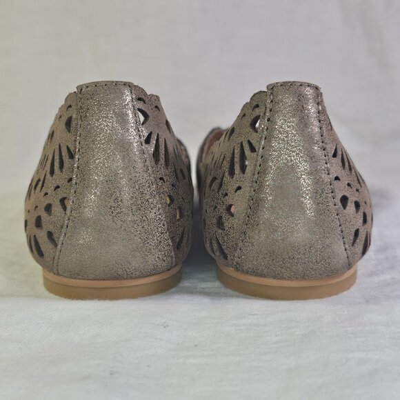 Cc Corso Como Bloue Perforated Eyelet Genuine Leather Ballet Flats 8.5M Metallic - Picture 5 of 12